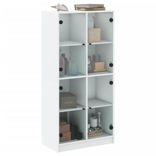 Skab med låger 68x37x142 cm konstrueret træ hvid