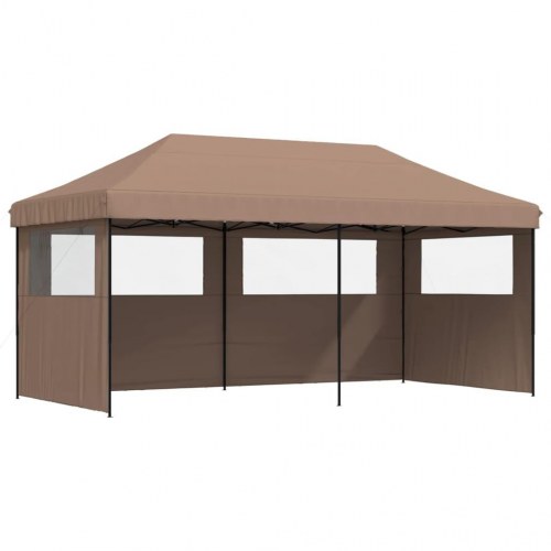 Foldbart pop-up festtelt med 3 sidevægge - brun, 580 × 292 cm
