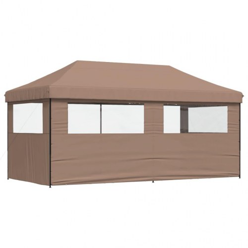 Foldbart pop-up festtelt med 3 sidevægge - brun, 580 × 292 cm