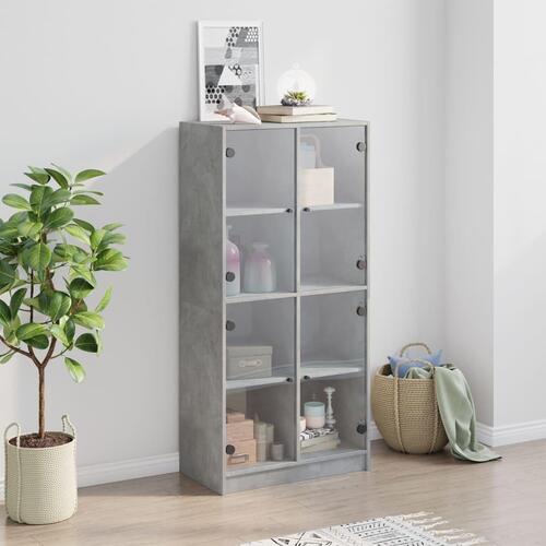 Skab med låger 68x37x142 cm konstrueret træ betongrå