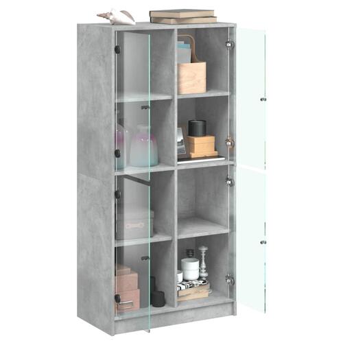Skab med låger 68x37x142 cm konstrueret træ betongrå