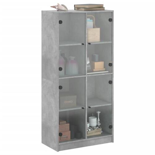 Skab med låger 68x37x142 cm konstrueret træ betongrå