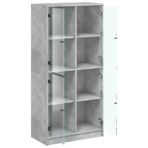 Skab med låger 68x37x142 cm konstrueret træ betongrå