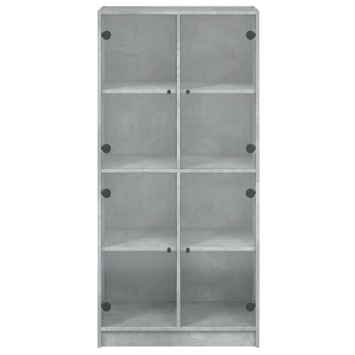 Skab med låger 68x37x142 cm konstrueret træ betongrå