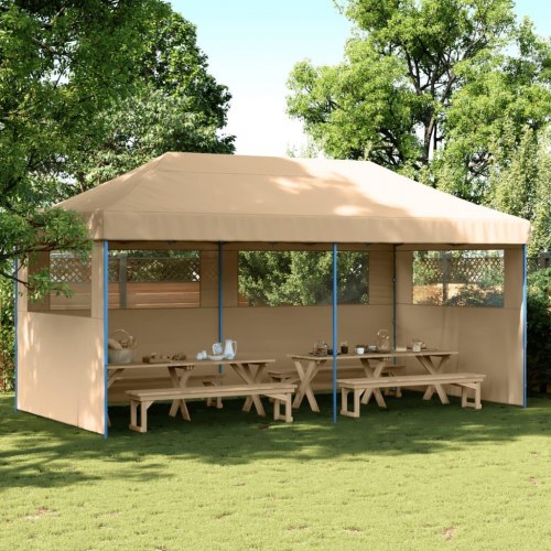 Foldbart pop-up festtelt med 3 sidevægge - beige, 580 × 292 cm