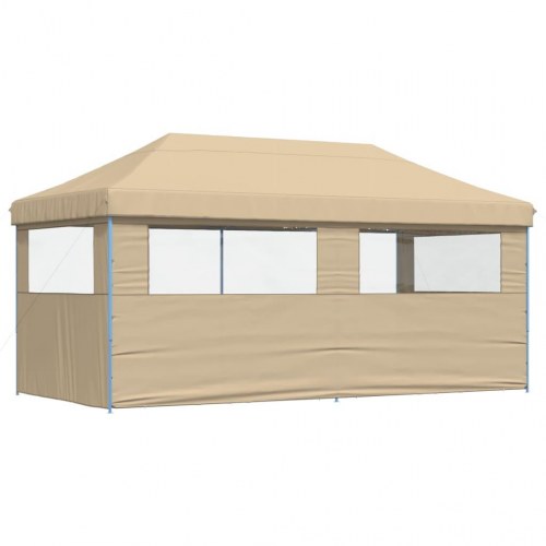 Foldbart pop-up festtelt med 3 sidevægge - beige, 580 × 292 cm