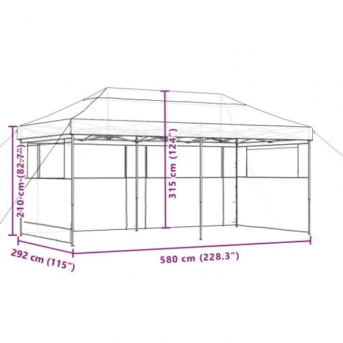 Foldbart pop-up festtelt med 3 sidevægge - beige, 580 × 292 cm