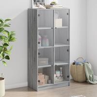 Skab med låger 68x37x142 cm konstrueret træ grå sonoma-eg