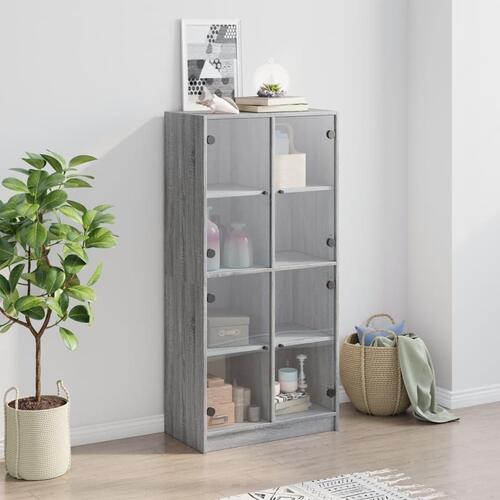 Skab med låger 68x37x142 cm konstrueret træ grå sonoma-eg