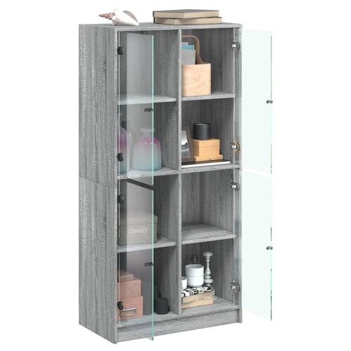 Skab med låger 68x37x142 cm konstrueret træ grå sonoma-eg