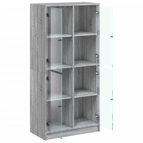 Skab med låger 68x37x142 cm konstrueret træ grå sonoma-eg