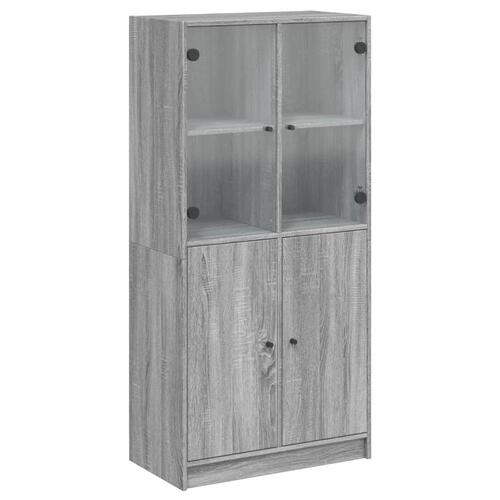 Skab med låger 68x37x142 cm konstrueret træ grå sonoma-eg
