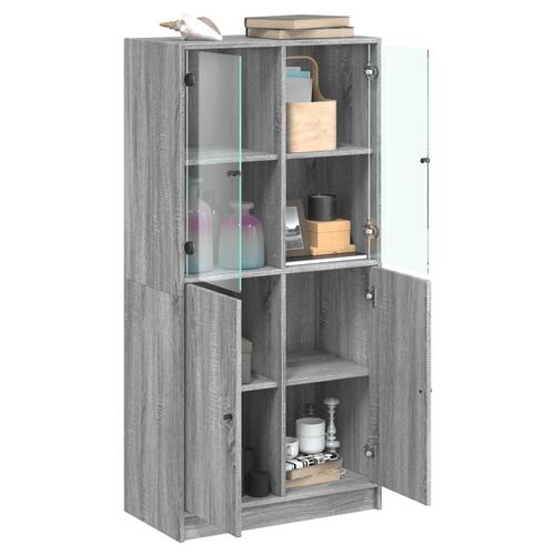 Skab med låger 68x37x142 cm konstrueret træ grå sonoma-eg
