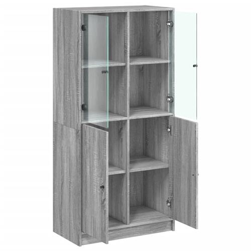 Skab med låger 68x37x142 cm konstrueret træ grå sonoma-eg