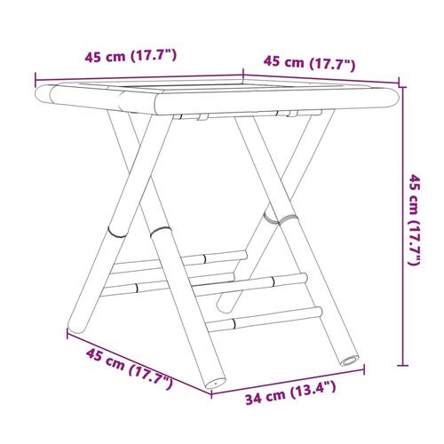 Foldbart havebord 45x45x45 cm bambus