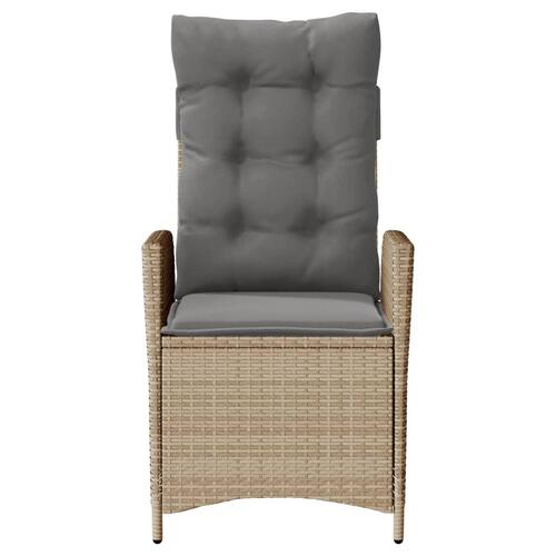 Havestole 2 stk. lænefunktion + hynder polyrattan blandet beige