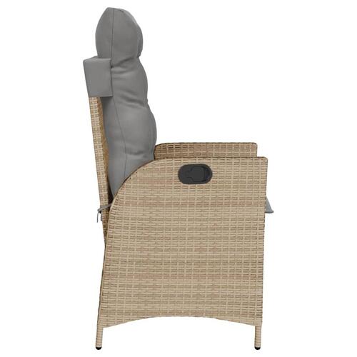 Havestole 2 stk. lænefunktion + hynder polyrattan blandet beige