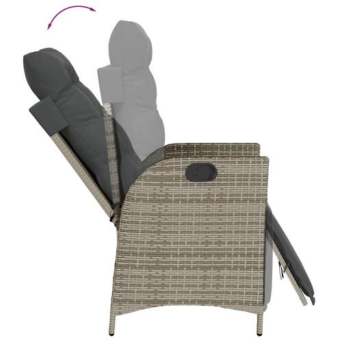 Havestol med justerbart ryglæn og fodstøtte polyrattan grå