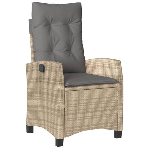 Spisebordssæt til haven 5 dele med hynder polyrattan beige