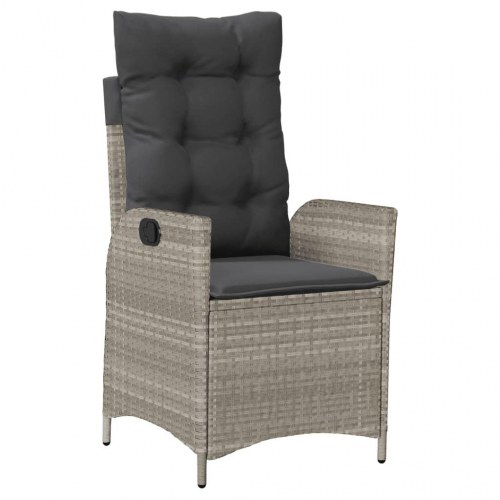 Spisebordssæt til haven 9 dele med hynder polyrattan lysegrå