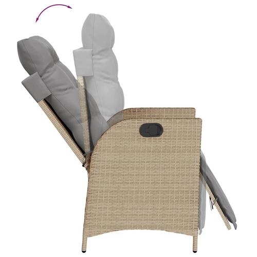 Spisebordssæt til haven 9 dele med hynder polyrattan beige