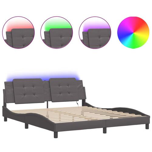 Sengeramme med LED-lys 180x200 cm kunstlæder sort