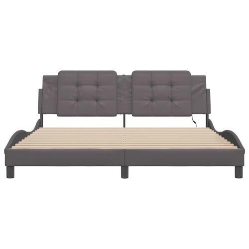 Sengeramme med LED-lys 180x200 cm kunstlæder sort
