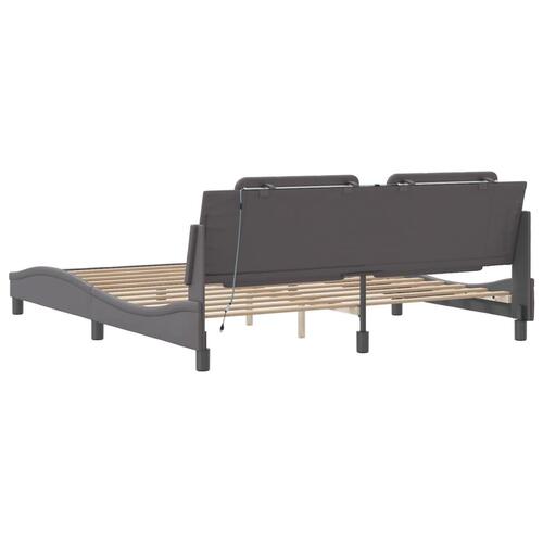 Sengeramme med LED-lys 180x200 cm kunstlæder sort