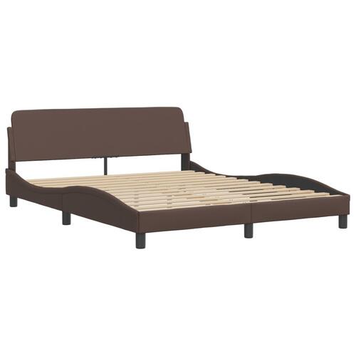 Sengeramme med LED-lys 160x200 cm kunstlæder brun