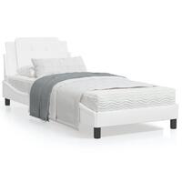 Sengeramme med LED-lys 90x190 cm kunstlæder hvid
