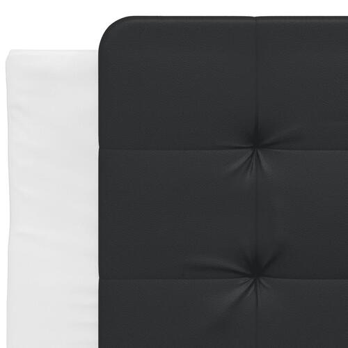 Sengeramme med LED-lys 90x190 cm kunstlæder hvid og sort