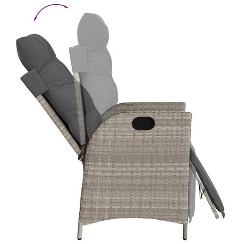 Spisebordssæt til haven 7 dele med hynder polyrattan lysegrå