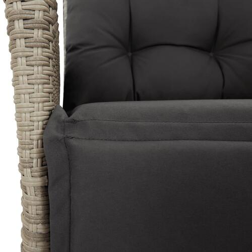 Spisebordssæt til haven 7 dele med hynder polyrattan lysegrå