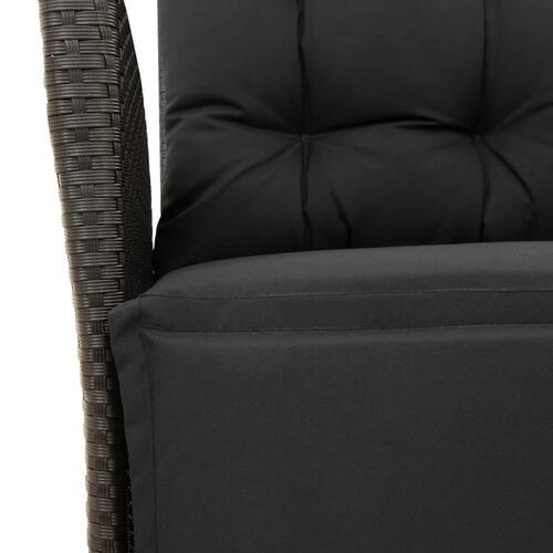 Havestol med justerbart ryglæn og fodstøtte polyrattan sort