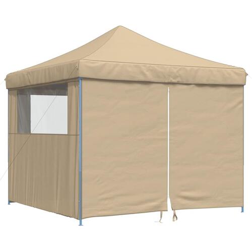 Foldbart pop-up festtelt med 4 sidevægge beige