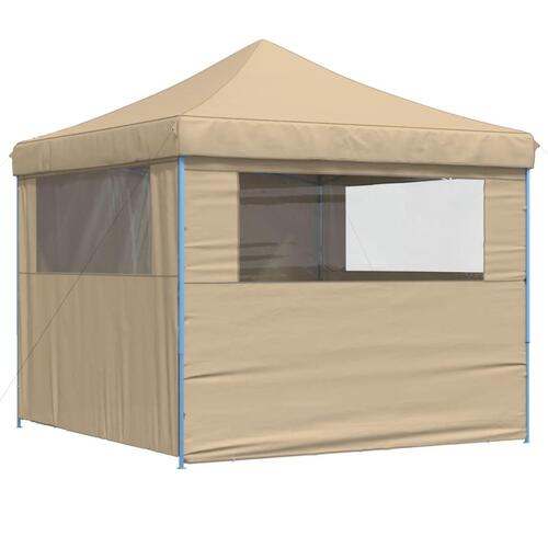 Foldbart pop-up festtelt med 4 sidevægge beige