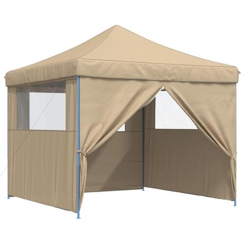 Foldbart pop-up festtelt med 4 sidevægge beige
