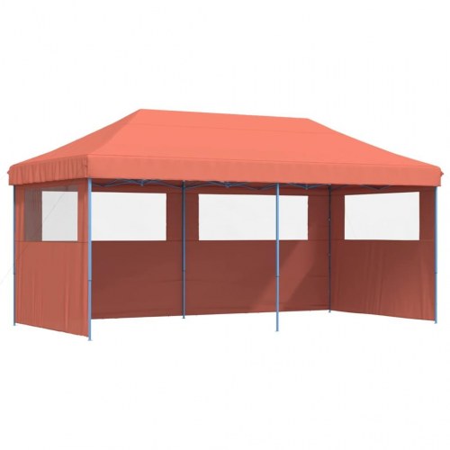 Foldbart pop-up festtelt med 3 sidevægge - terracotta, 580 × 292 cm