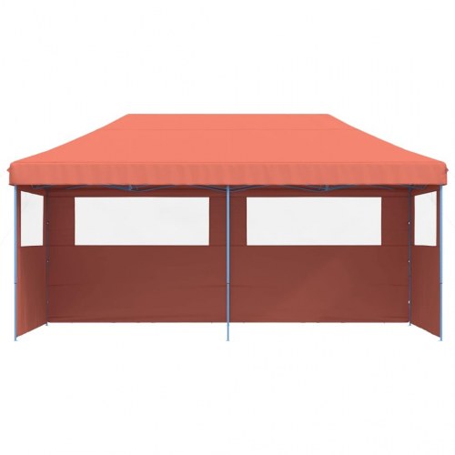 Foldbart pop-up festtelt med 3 sidevægge - terracotta, 580 × 292 cm