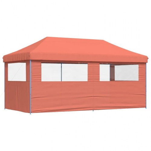 Foldbart pop-up festtelt med 3 sidevægge - terracotta, 580 × 292 cm