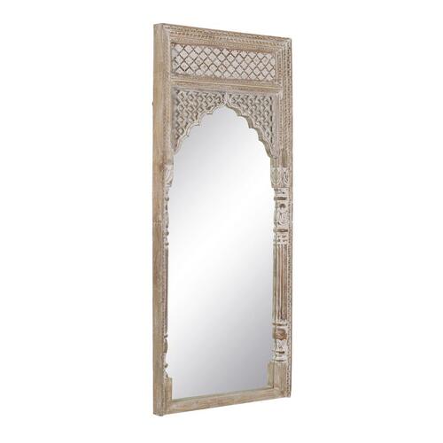 Påklædningsspejl Hvid Natur Krystal Mangotræ Træ MDF Vertikalt 76 x 7 x 176,5 cm