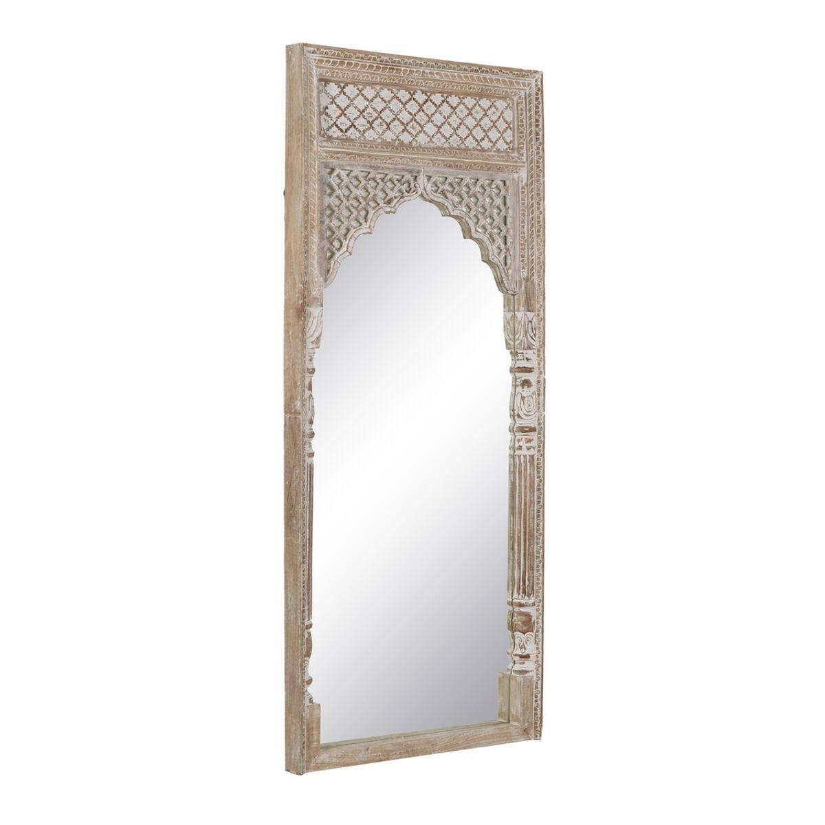 Påklædningsspejl Hvid Natur Krystal Mangotræ Træ MDF Vertikalt 76 x 7 x 176,5 cm