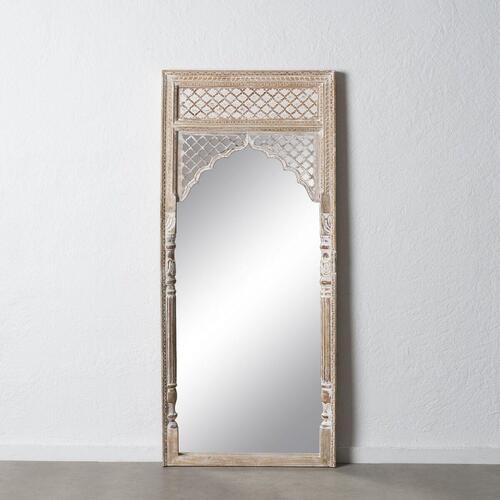 Påklædningsspejl Hvid Natur Krystal Mangotræ Træ MDF Vertikalt 76 x 7 x 176,5 cm