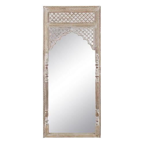 Påklædningsspejl Hvid Natur Krystal Mangotræ Træ MDF Vertikalt 76 x 7 x 176,5 cm