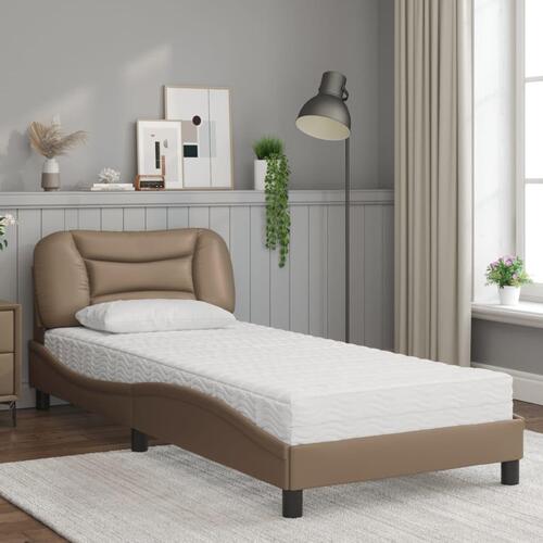 Seng med madras 80x200 cm kunstlæder cappuccinofarvet