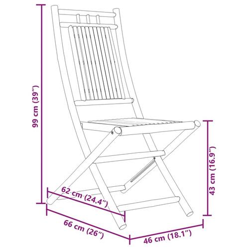 Foldbare havestole 6 stk. 46x66x99 cm bambus