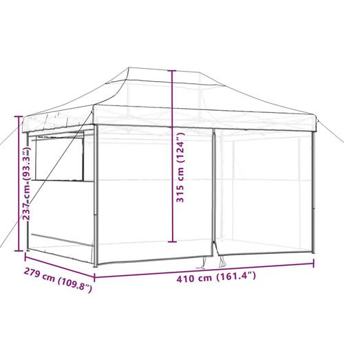 Foldbart pop-up festtelt med 4 sidevægge grøn