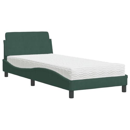 Seng med madras 90x200 cm velour mørkegrøn