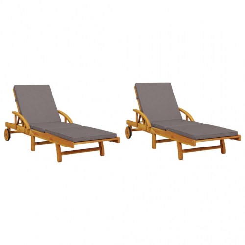 Liggestole 2 stk. 200x68x83 cm med hynder massivt akacietræ