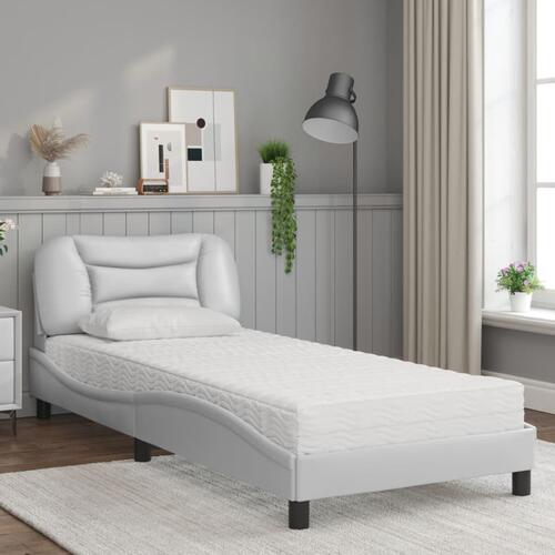Seng med madras 80x200 cm kunstlæder hvid